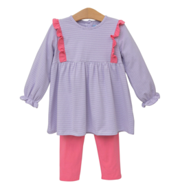 Trotter Street Kids Olivia Pant Set Lavender Stripe/Pink
