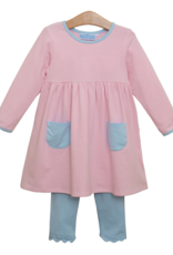 Trotter Street Kids TSF25 Annie Pant Set Light Pink Stripe/Blue