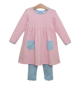 Trotter Street Kids Annie Pant Set Light Pink Stripe/Blue