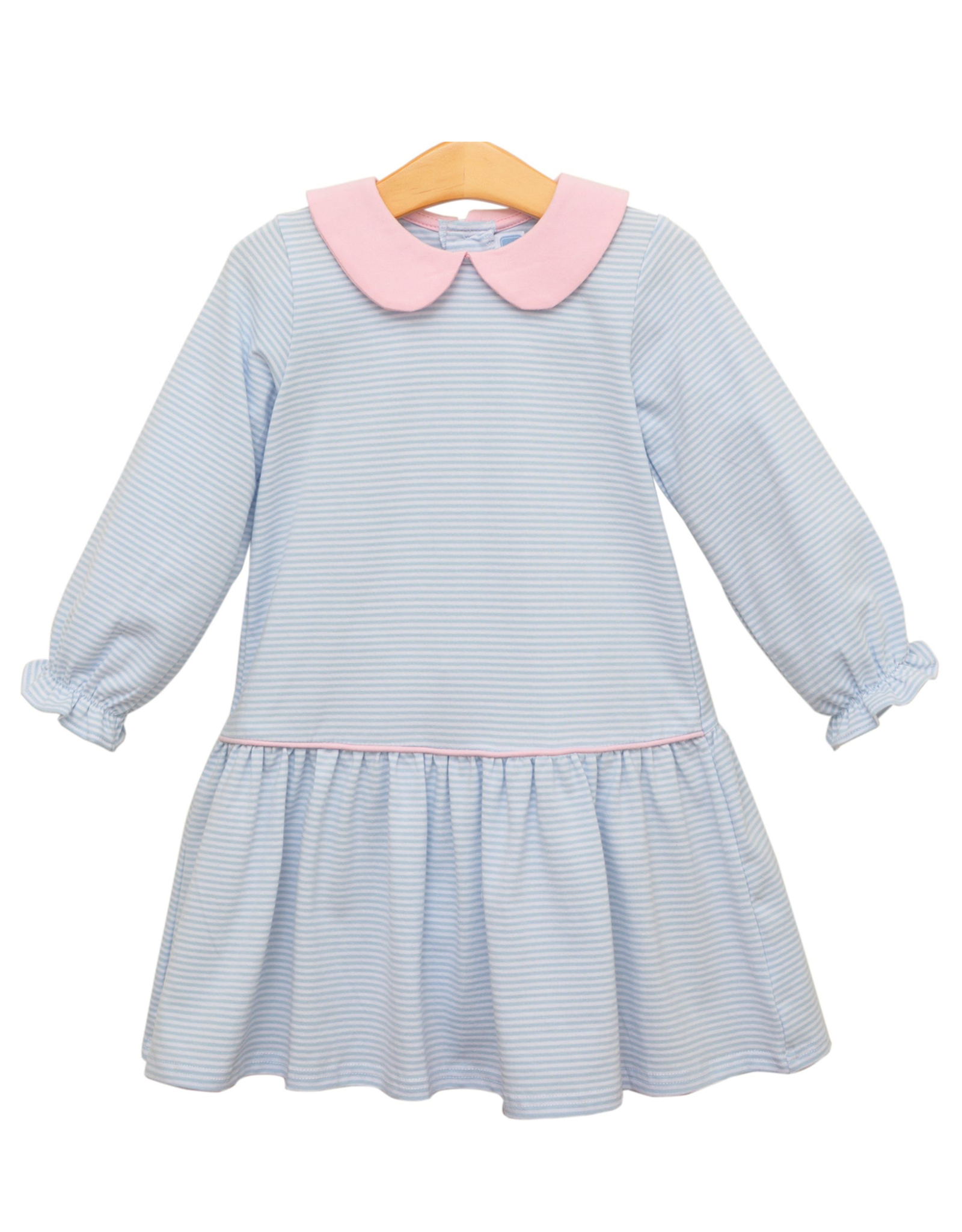 Trotter Street Kids TSF25 Katherine Dress Light Blue Stripe/Pink