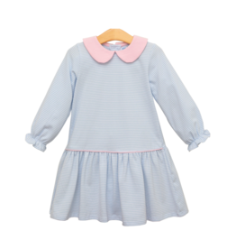 Trotter Street Kids Katherine Dress Light Blue Stripe/Pink