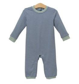 Trotter Street Kids Miller Romper Blue Stripe/Sage