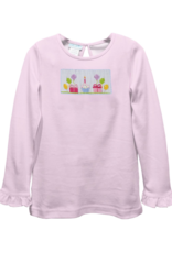 Vive la Fete VFF25 Pink LS Birthday Ruffle Smocked Shirt