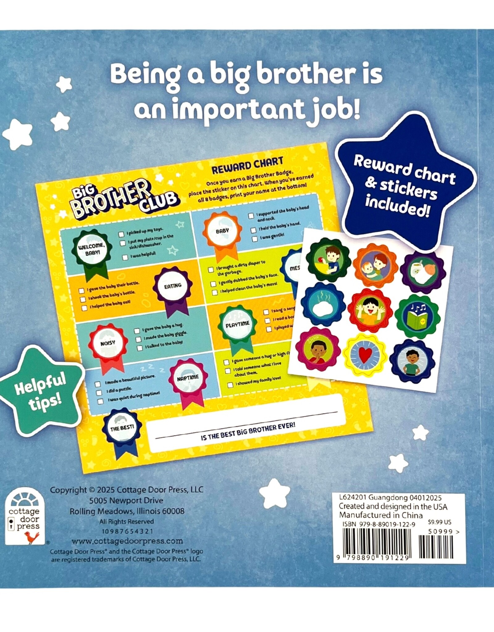 Cottage Door Press Welcome to the Big Brother Club w/ Reward Chart & Stickers