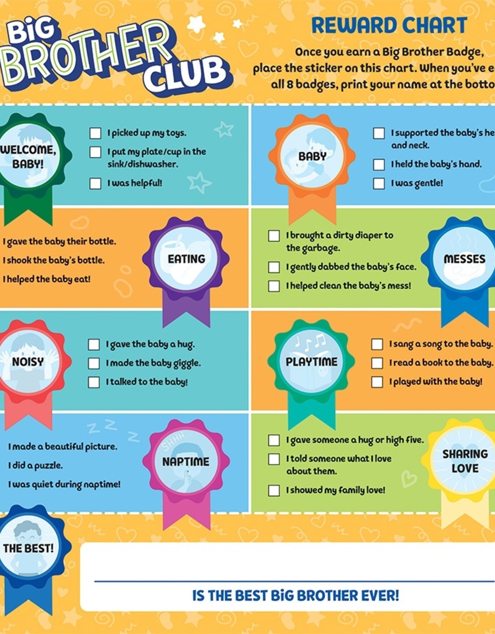 Cottage Door Press Welcome to the Big Brother Club w/ Reward Chart & Stickers