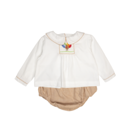 Petit Ami Brown Gingham Turkey Diaper Set