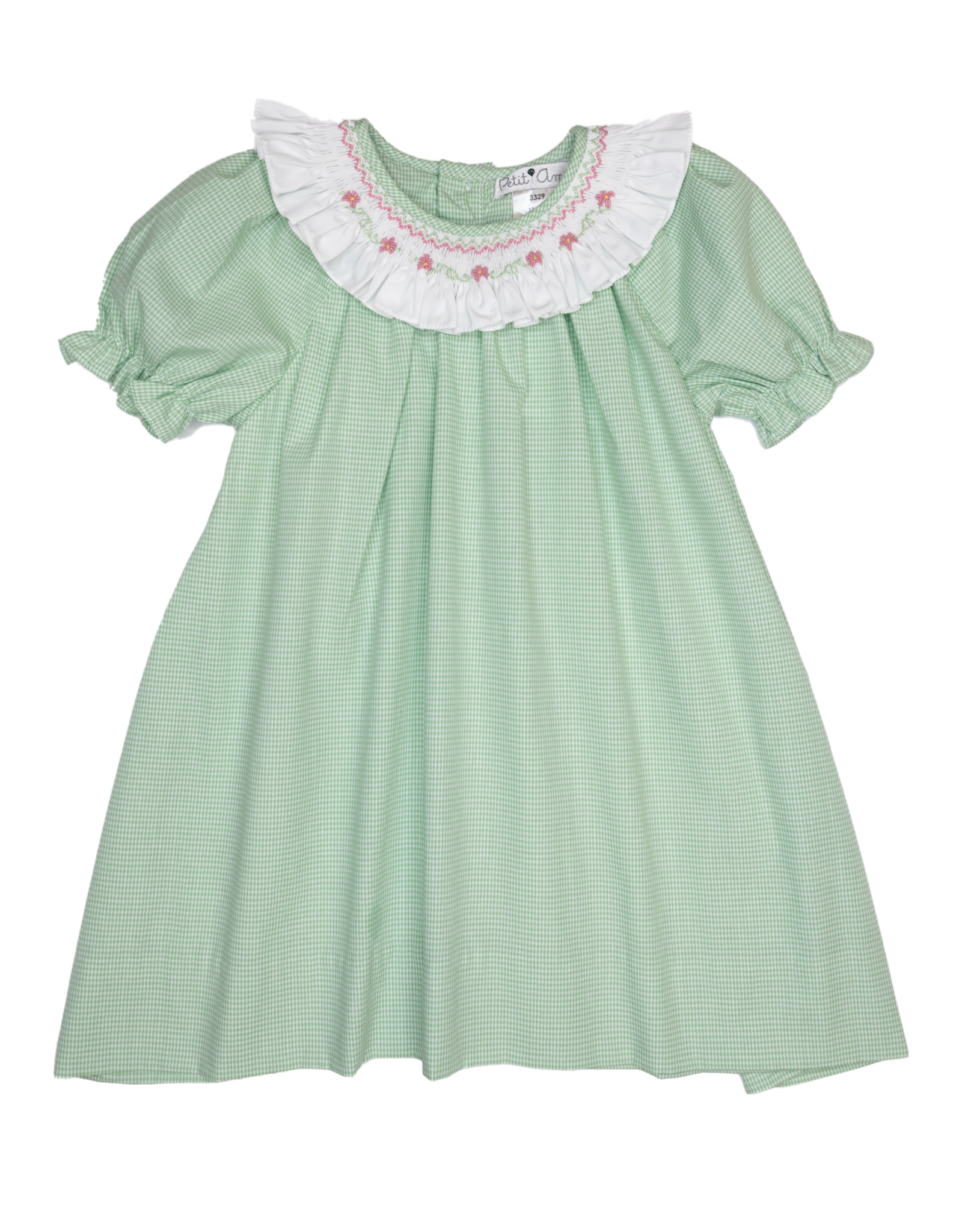 Petit Ami 2-3-4329 Green Gingham Smocked Collar Dress
