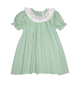 Petit Ami Green Gingham Smocked Collar Dress