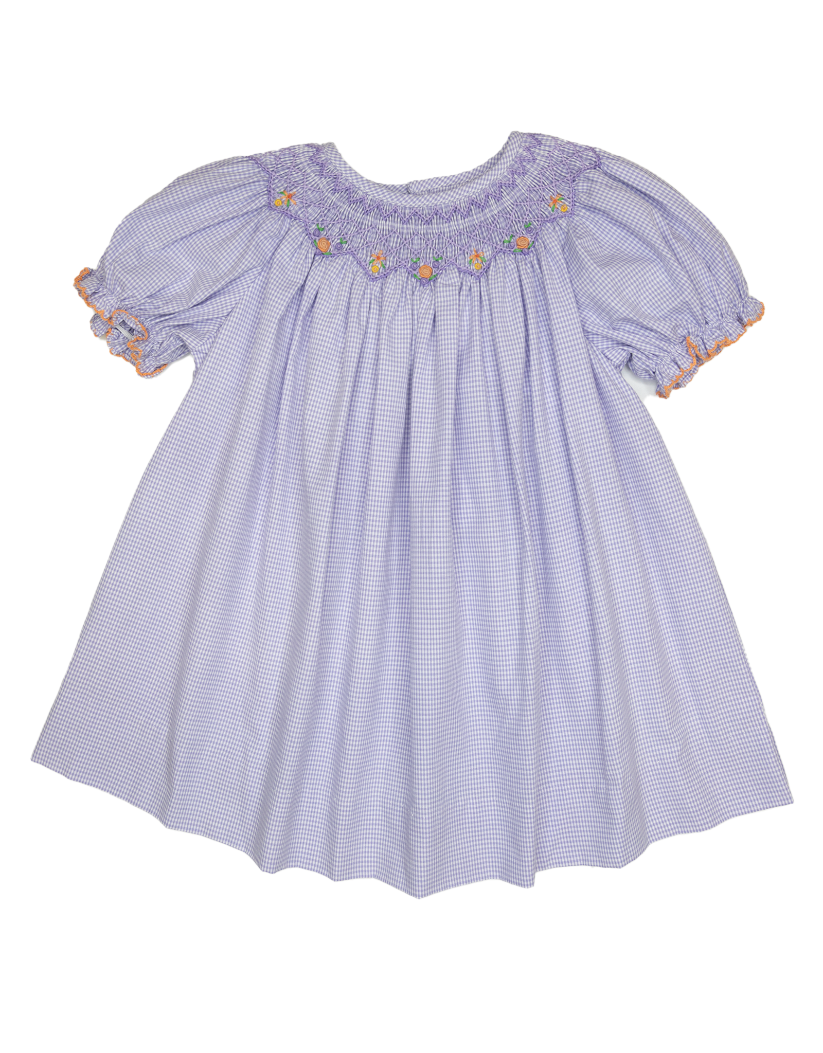 Petit Ami 2-3-4326 Lavender Gingham Bishop Dress