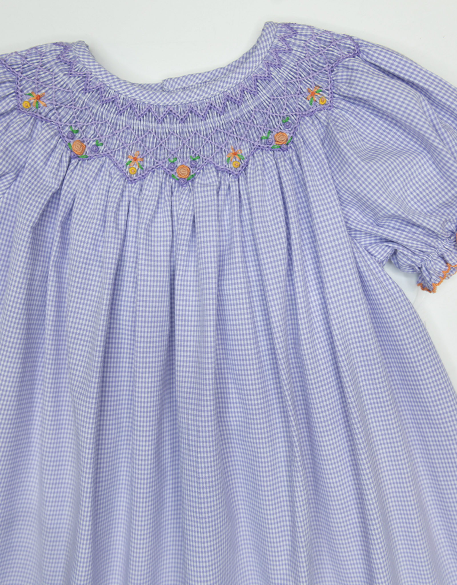 Petit Ami 2-3-4326 Lavender Gingham Bishop Dress