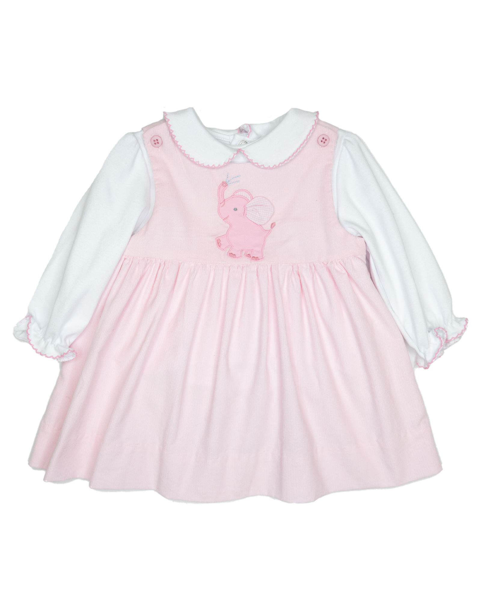 Petit Ami 2-3332 Pink Elephant Corduroy Jumper/Shirt