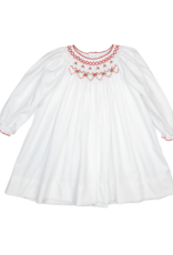 Petit Ami 2337 White/Red Smocked Bishop Dress