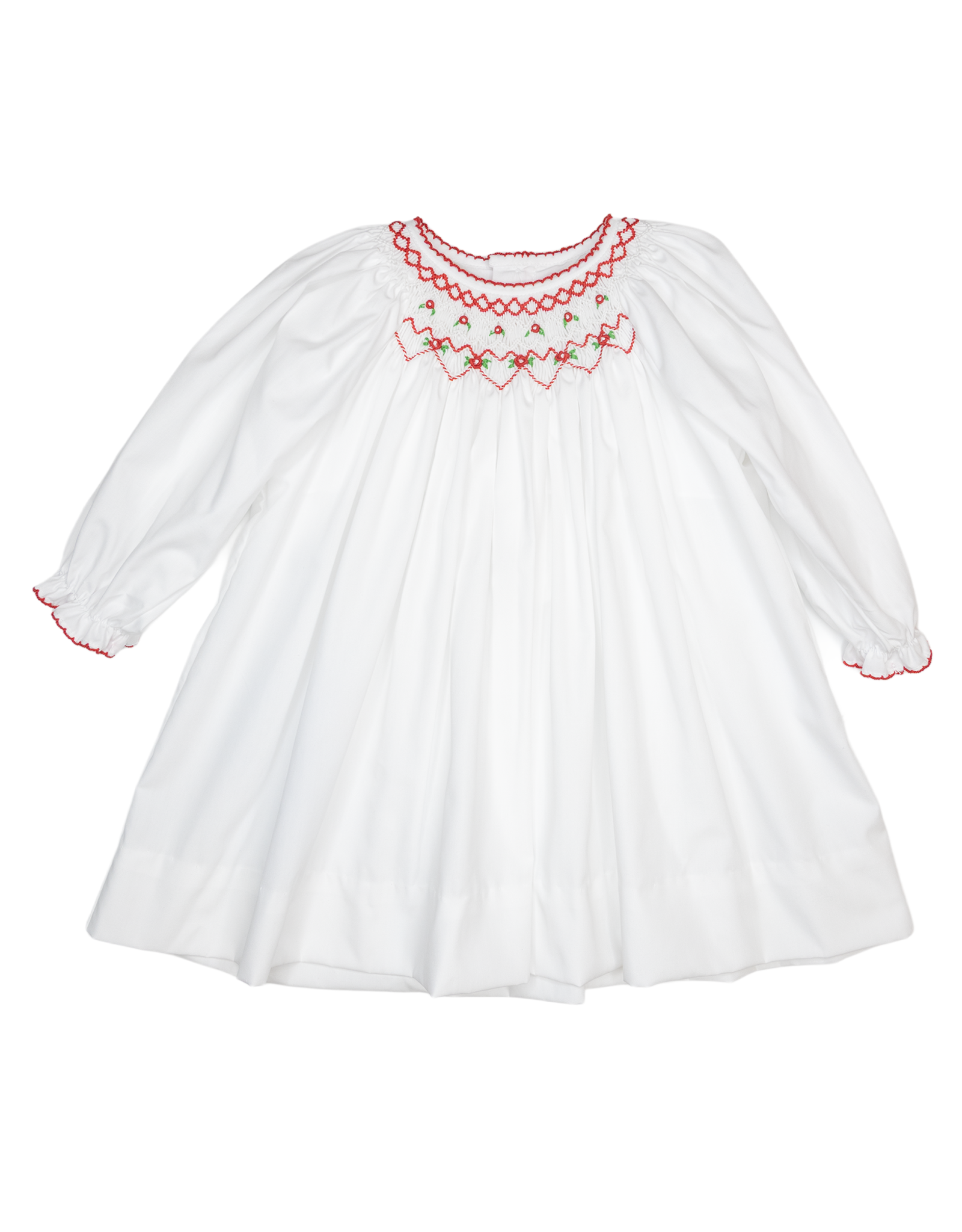 Petit Ami 2337 White/Red Smocked Bishop Dress