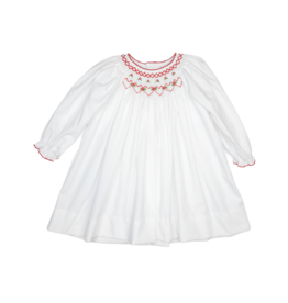 Petit Ami (9 Month) White/Red Smocked Bishop Dress