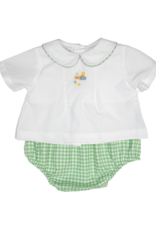 Petit Ami 1828 Green Gingham Fall Crane Diaper Set