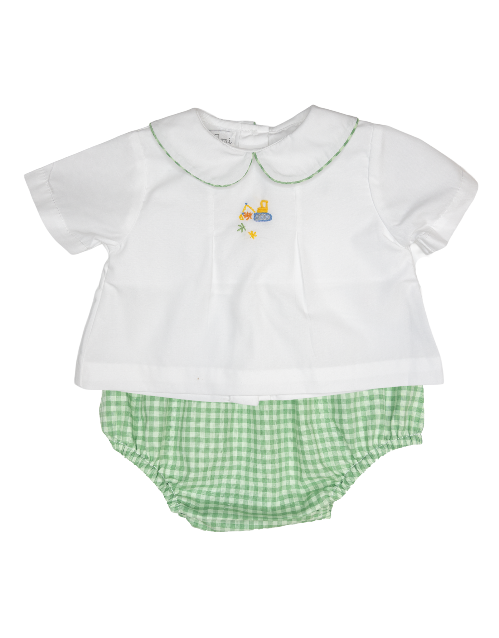 Petit Ami 1828 Green Gingham Fall Crane Diaper Set
