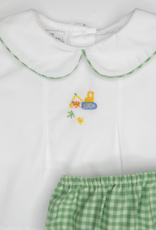 Petit Ami 1828 Green Gingham Fall Crane Diaper Set