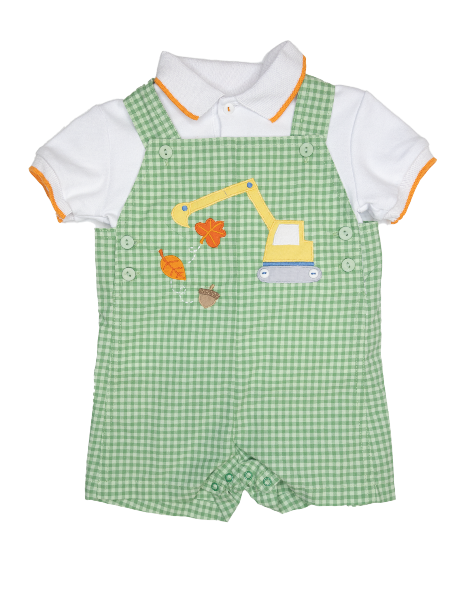 Petit Ami 2-3828 Green Fall Crane Shortall/Shirt