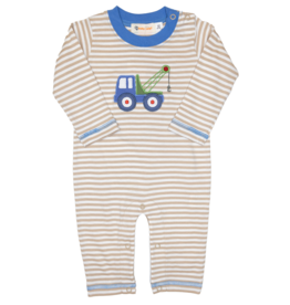 Luigi (12 Month) Sand Stripe Tow Truck Romper