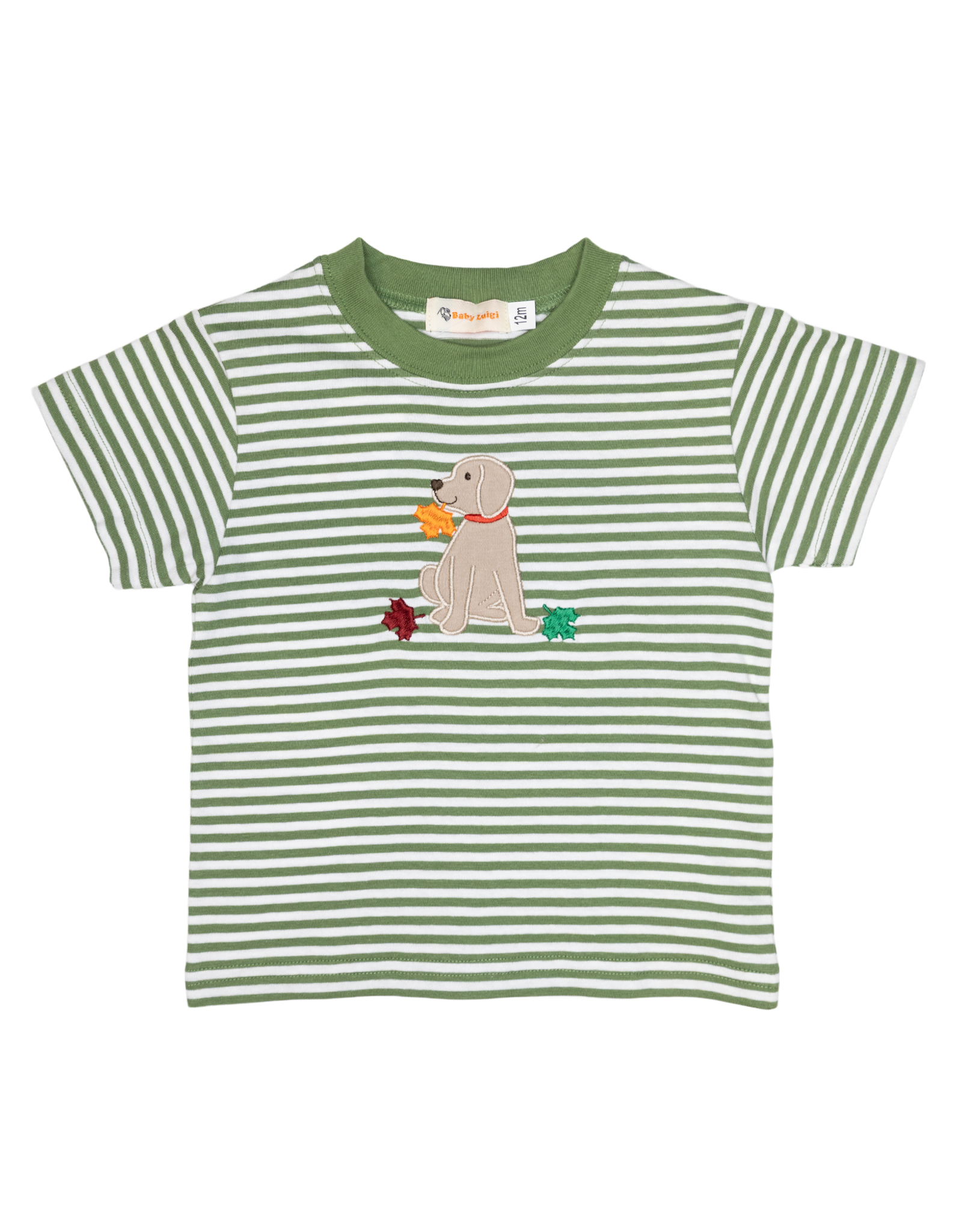 Luigi F25 SS Shirt Green Stripe Lab w/leaves