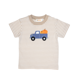 Luigi Short Sleeve Shirt Sand Stripe Truck/Pumpkins