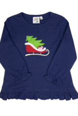 Luigi F25 Ruffle Shirt Navy Santa Sleigh