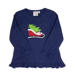 Luigi Ruffle Shirt Navy Santa Sleigh