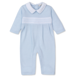 Kissy Kissy Smocked Playsuit Punto Ingles Blue
