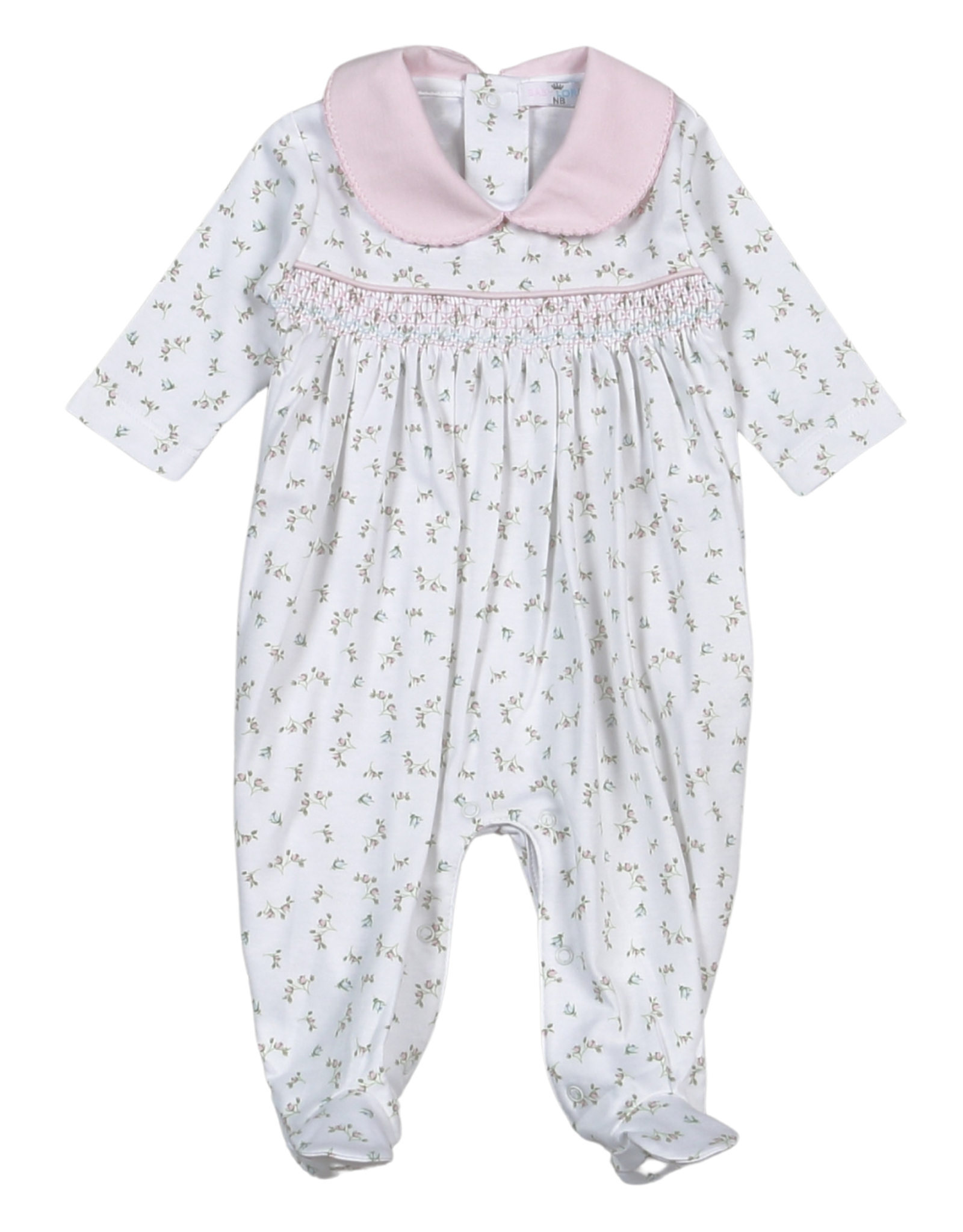 Baby Loren BEL-414 Bella Pink Floral Smocked Footie