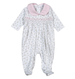 Baby Loren Bella Pink Floral Smocked Footie