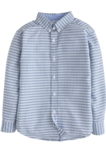 Little English LEF25 Button Down Shirt Gray Blue Gingham