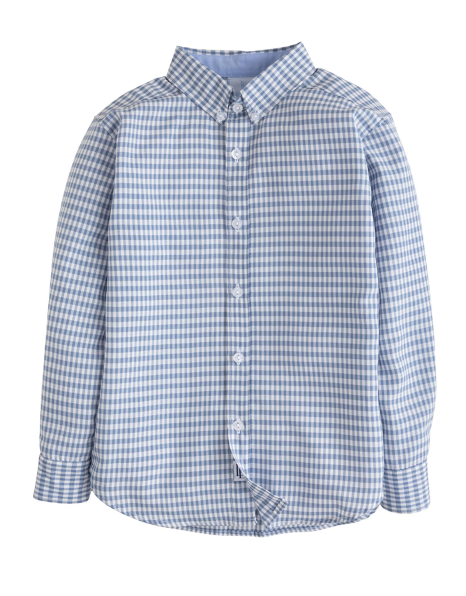 Little English LEF25 Button Down Shirt Gray Blue Gingham