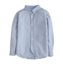 Little English Button Down Shirt Gray Blue Gingham