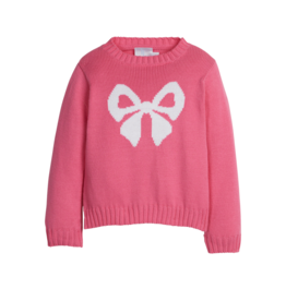 Little English Intarsia Sweater Hot Pink Bow