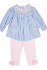 Delaney 93 Blue Gingham Smocked Pant Set