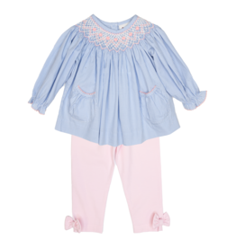 Delaney Blue Gingham Smocked Pant Set
