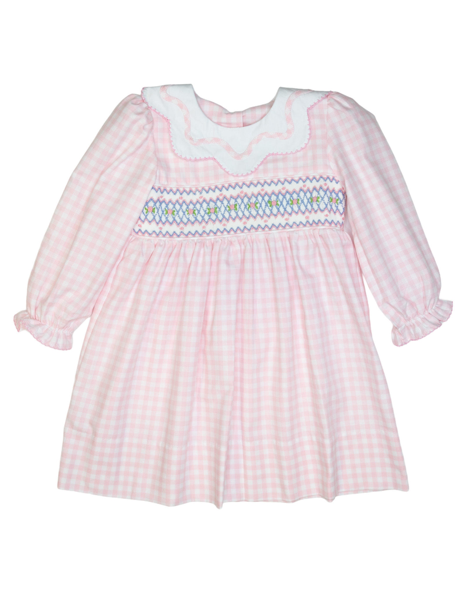 Delaney 166 Pink Check Smocked Dress
