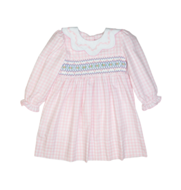 Delaney Pink Check Smocked Dress