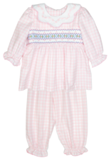 Delaney 168 Pink Check Smocked Pant Set