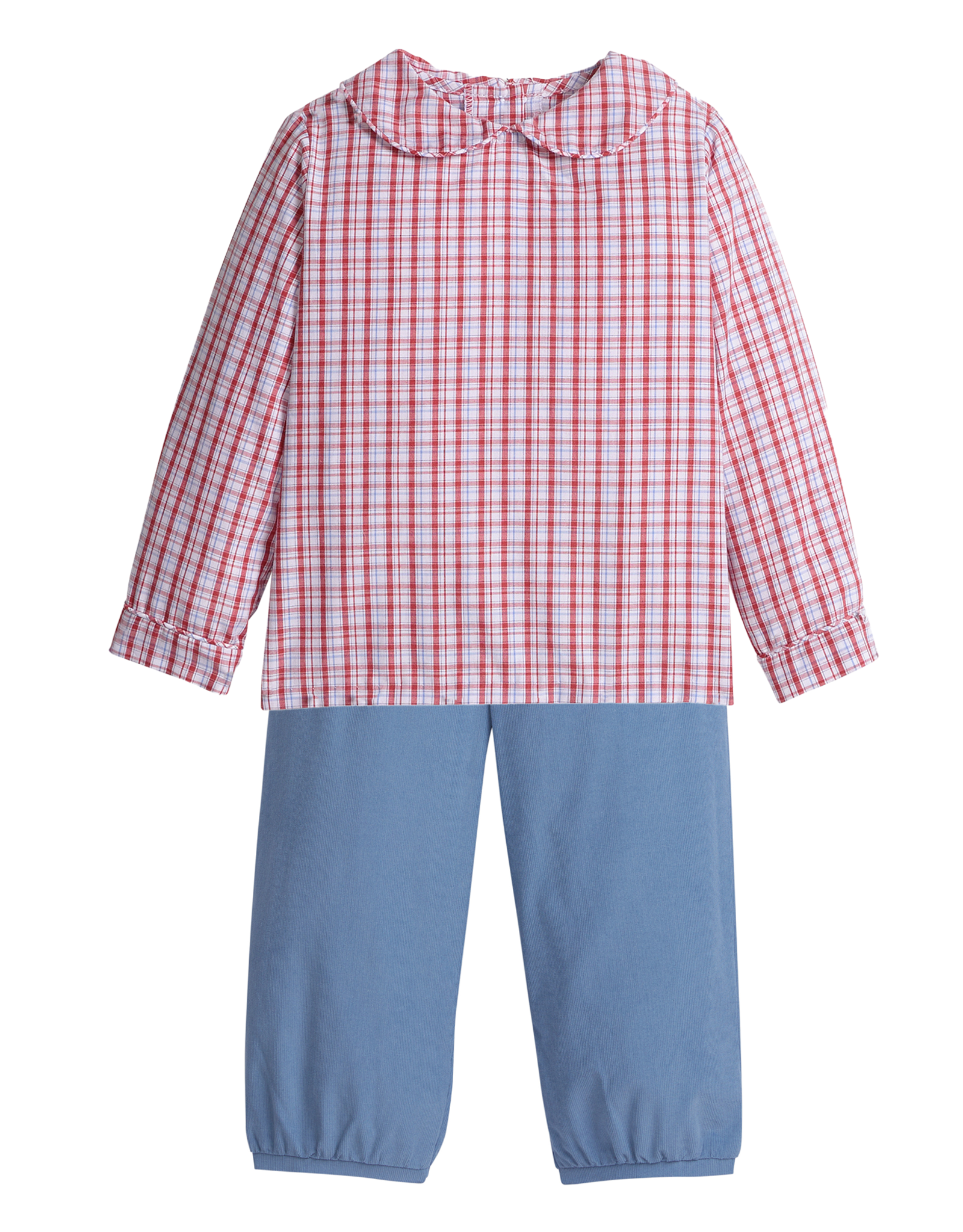 Little English LEF25 Hartford Plaid Peter Pan/Stormy Blue Corduroy Banded Pant
