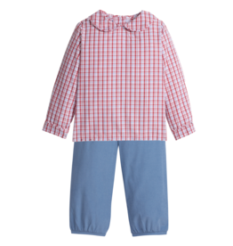 Little English Hartford Plaid Peter Pan/Stormy Blue Corduroy Banded Pant