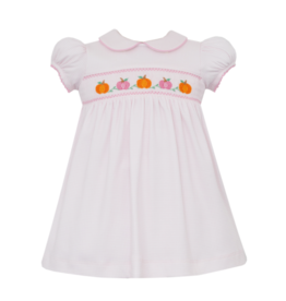 Petit Bebe Pink Check Knit Smocked Pumpkin Dress