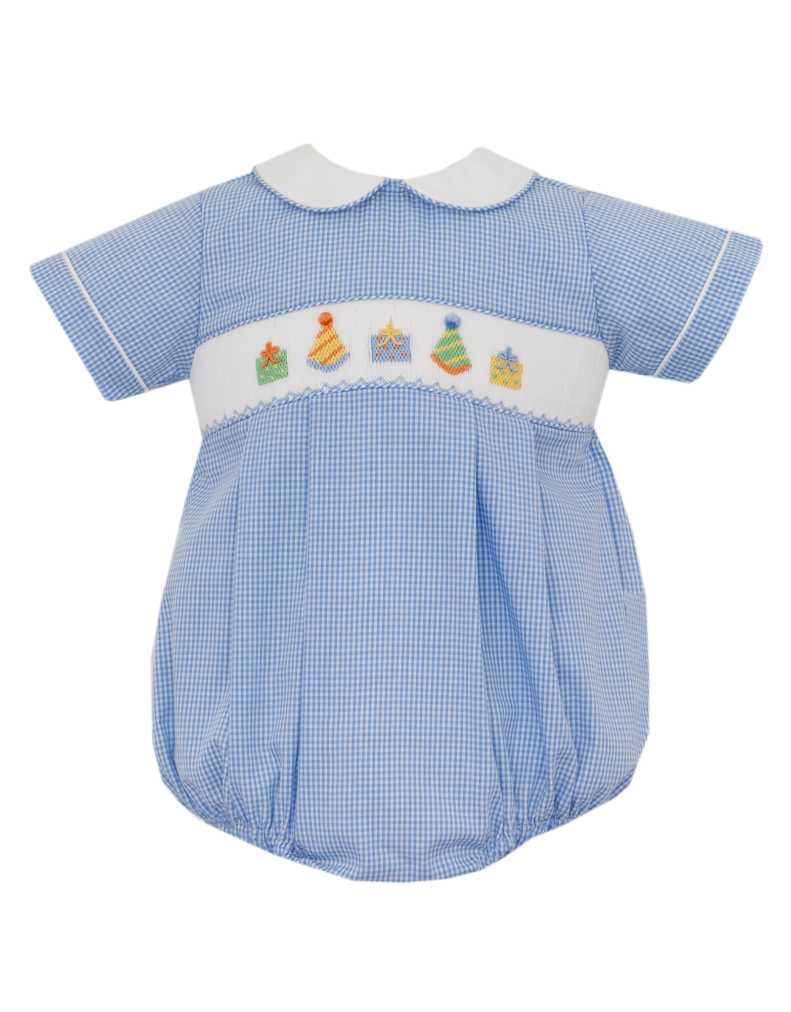Petit Bebe 125BB Blue Birthday Smocked Bubble