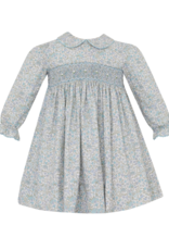 Petit Bebe 103DL Andrea Blue Liberty Floral Smocked LS Dress