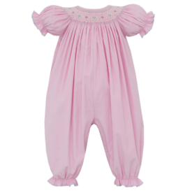 Petit Bebe Amelia Pink Corduroy smocked Long Bubble