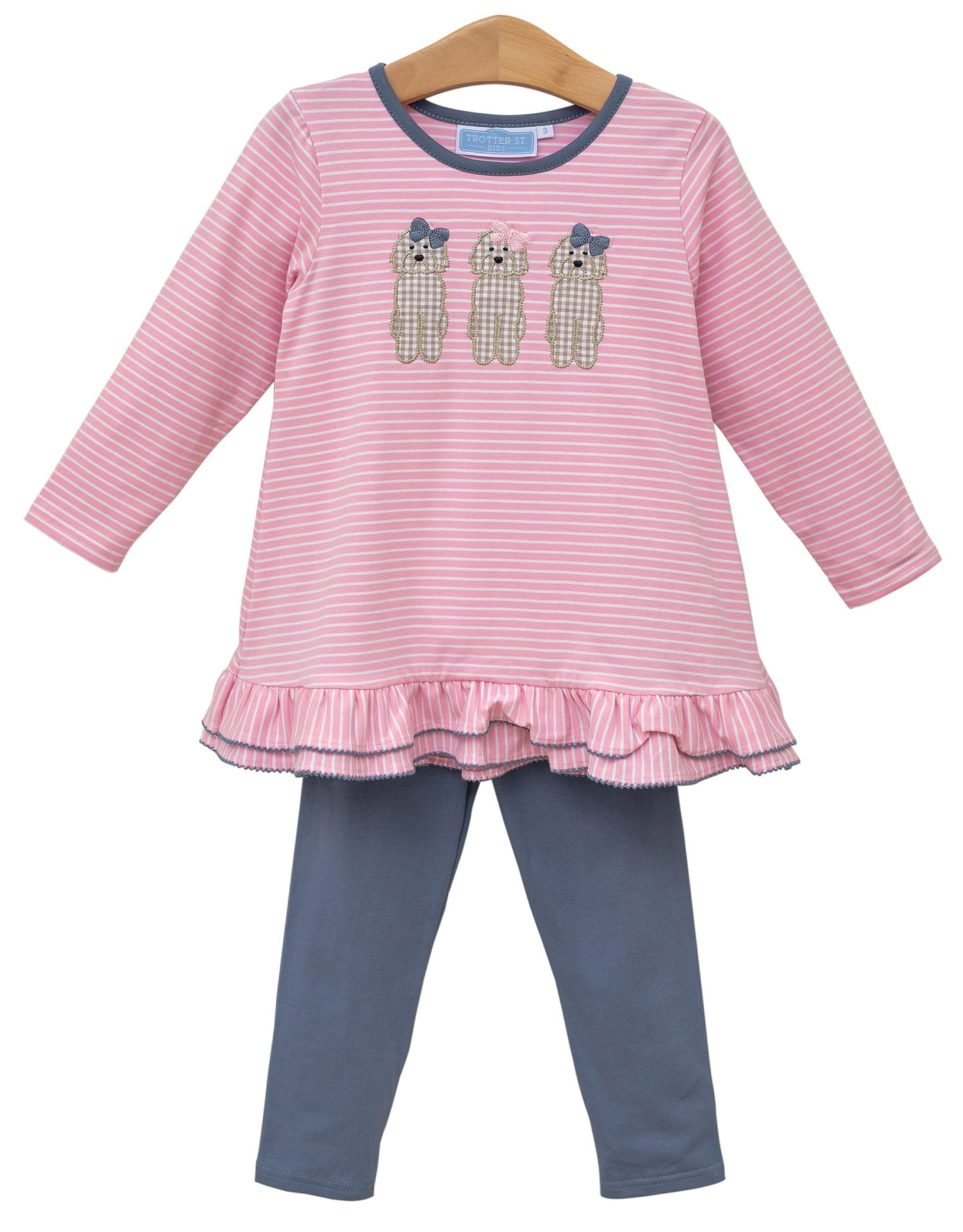Trotter Street Kids TSF25 Dog Ruffle Pant Set