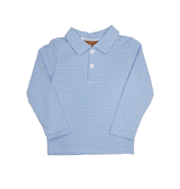 Millie Jay Weston Long Sleeve Polo Shirt Blue Stripe