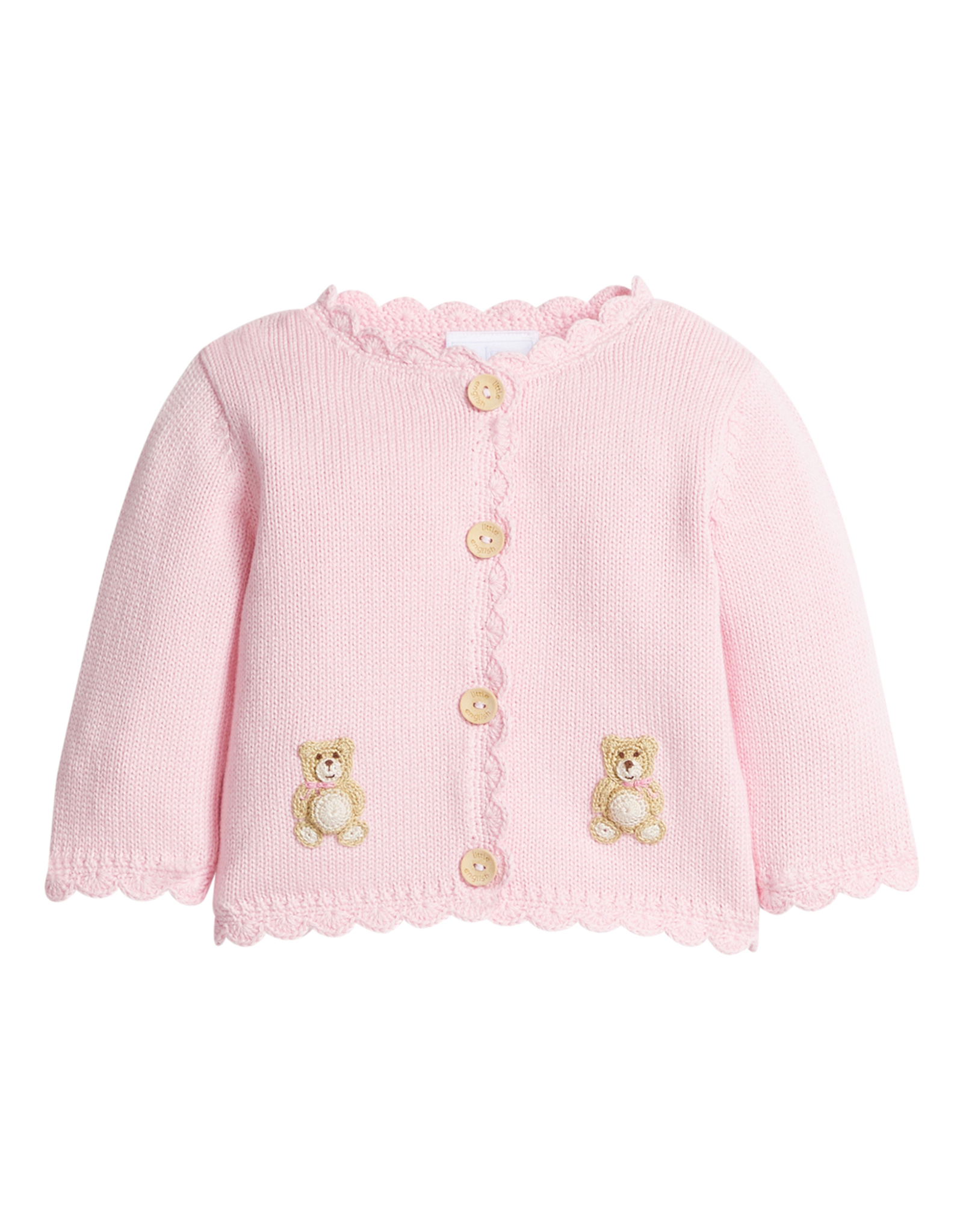 Little English LE Crochet Cardigan Pink Teddy Bear