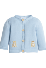Little English LE Crochet Cardigan Blue Teddy Bear