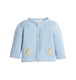Little English Crochet Cardigan Blue Teddy Bear